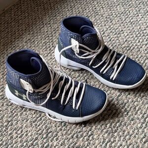 Under Armour Navy and White High-Top Basketball Sneakers